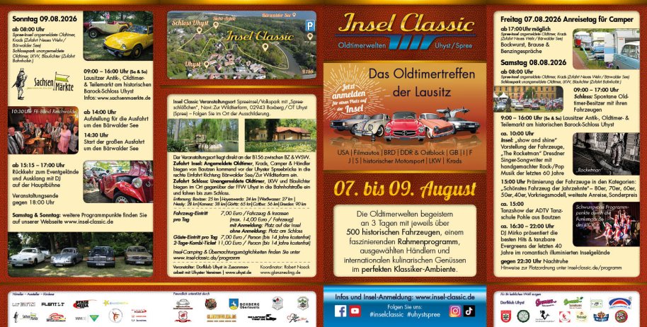 Insel Classic Oldtimertreffen Uhyst 2026 Flyer außen